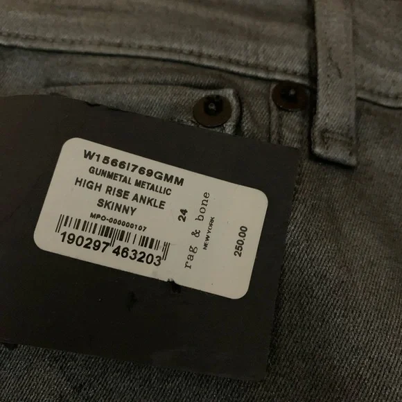 rag & bone high rise ankle skinny jeans in Gunmetal. Size 24. NWT - Picture 6 of 16